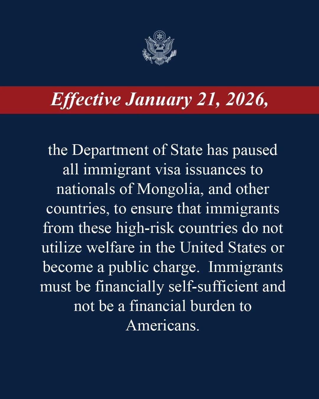 Immigrants must be financially self-sufficient and not be a financial burden to Americans